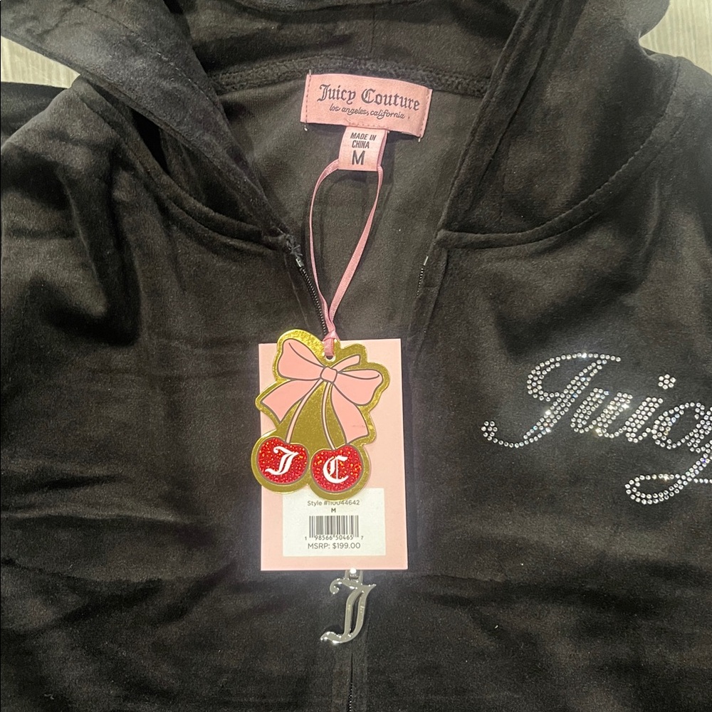 Juicy Couture Black Velour Hoodie Jumpsuit - Picture 2 of 4